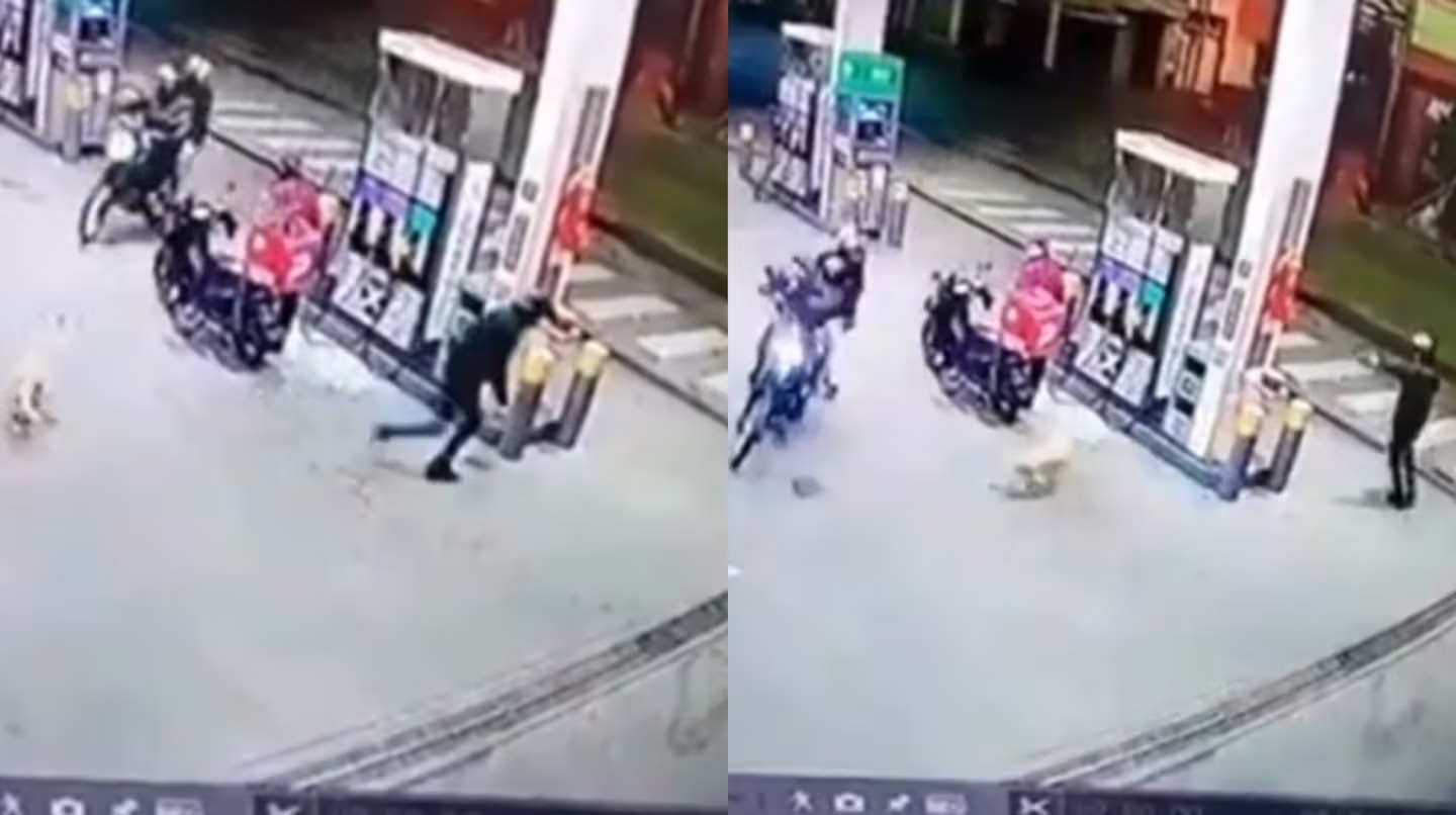 Quisieron asaltar a un repartidor mientras estaba en una estación de servicio y se defendió a tiros. Mirá el video