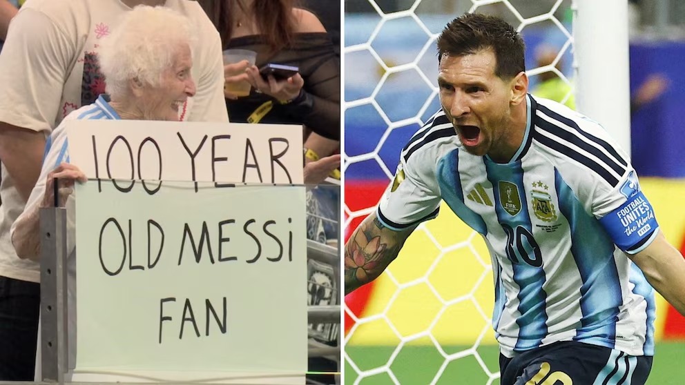 Tiene 100 años y en fan de Messi desde que llegó a Miami y su saludo desde las gradas fue la sensación del partido contra Austria