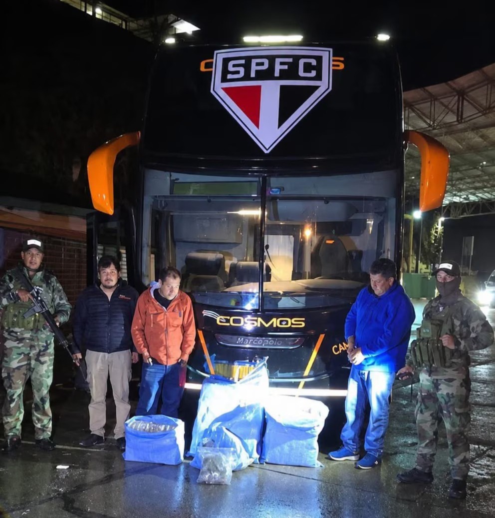 Incautaron 86 kilos de marihuana en el micro del plantel del San Pablo de Brasil