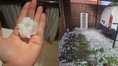 Tormenta en Córdoba: cayó granizo del tamaño de una pelota de golf y los vecinos reportaron daños