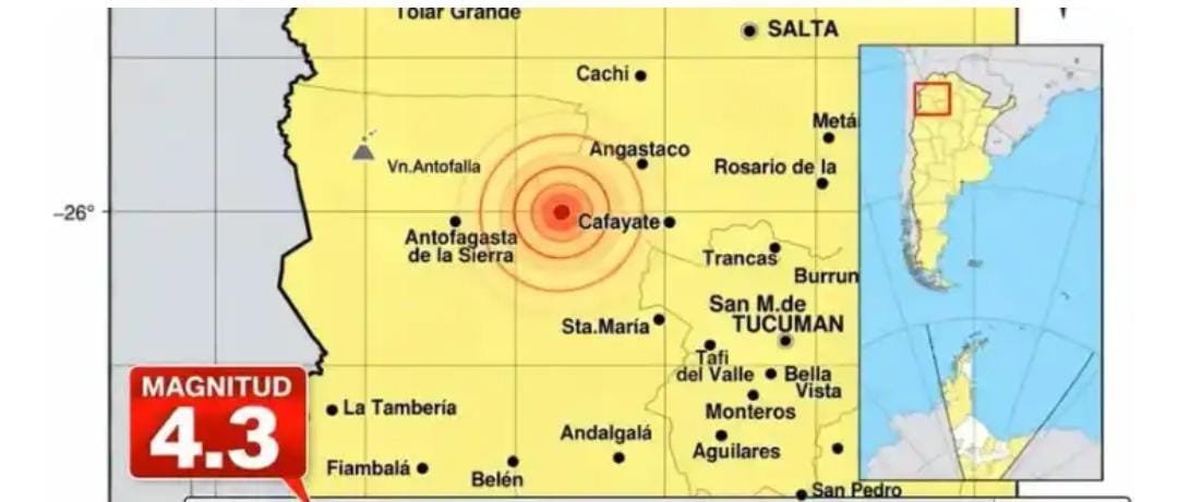 Un sismo de magnitud 4,3 se sintió en Salta, Catamarca y Tucumán